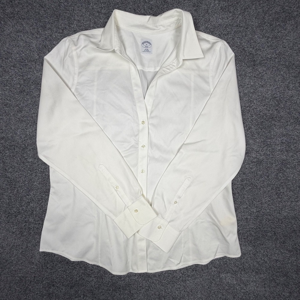 Brooks Brothers White Non-Iron Diamond Texture Button Down Womens 16 Long SLV